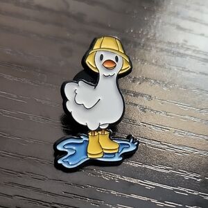Cute Duck Enamel Pin with Yellow Hat and Boots
